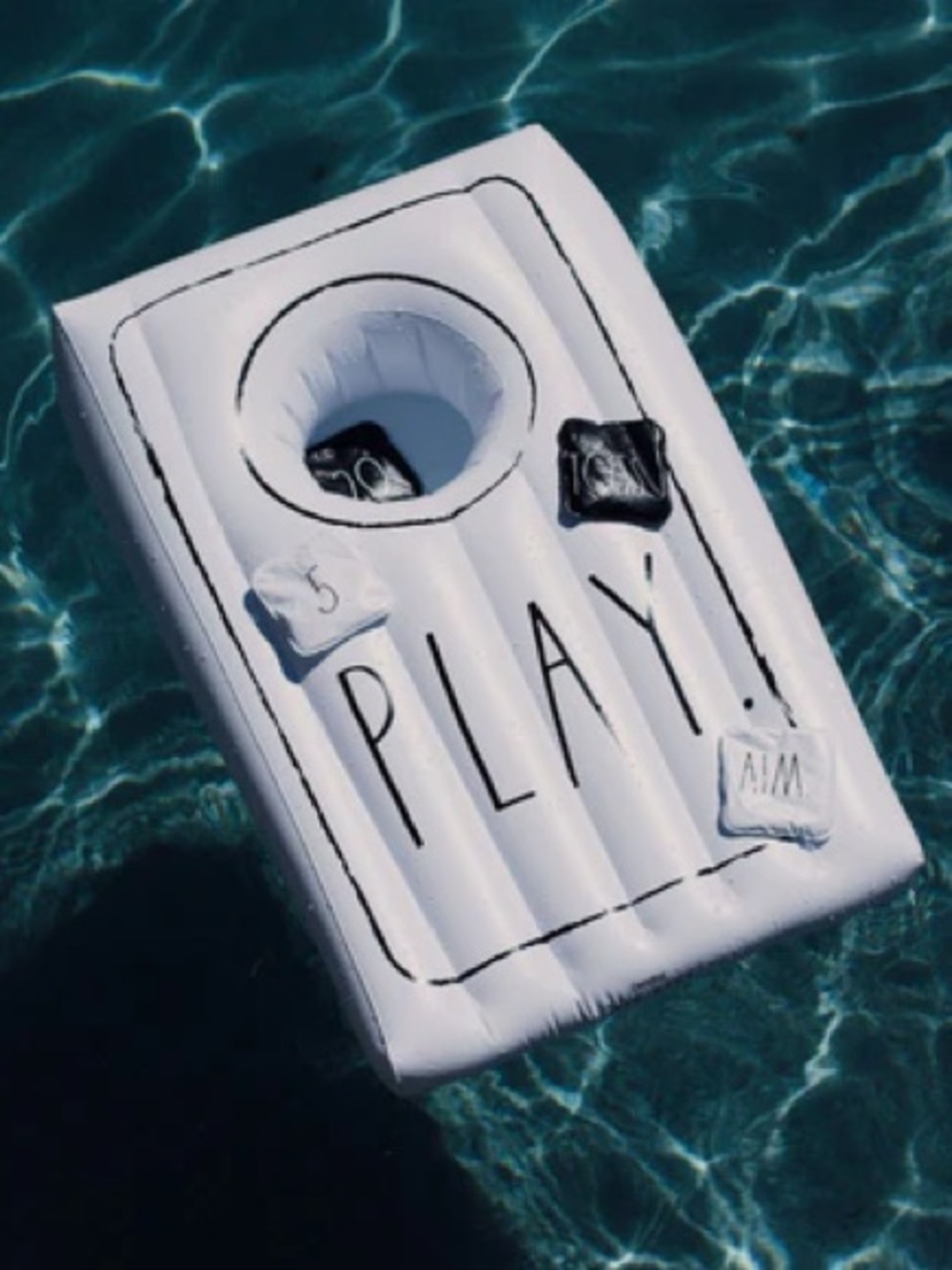Rae Dunn White and Black PLAY Floating Cornhole Game